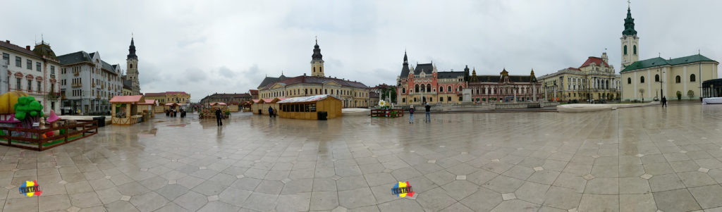 piata unirii, imagine panoramica, oradea